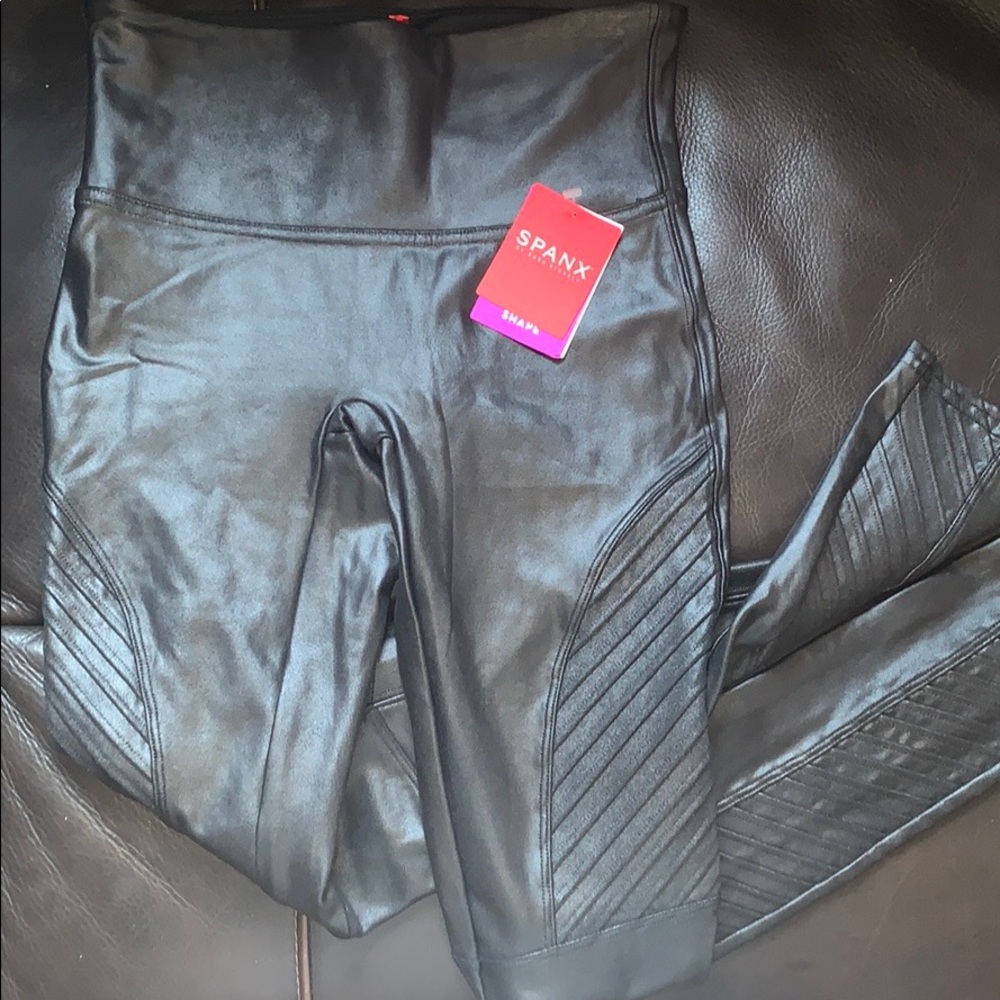 Faux leather moto leggings